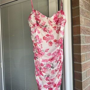 Floral Pink and White Women's Dress